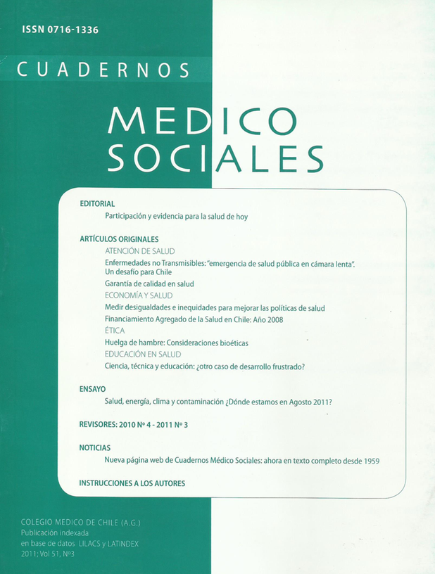 					View Vol. 51 No. 3 (2011): Cuadernos Médico Sociales
				