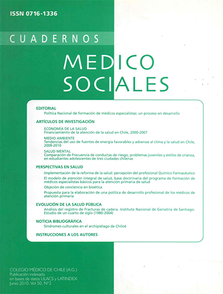					View Vol. 50 No. 2 (2010): Cuadernos Médico Sociales
				