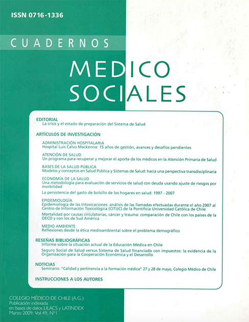 					View Vol. 49 No. 1 (2009): Cuadernos Médico Sociales
				