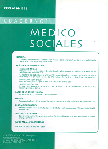 					Visualizar v. 49 n. 4 (2009): Cuadernos Médico Sociales
				
