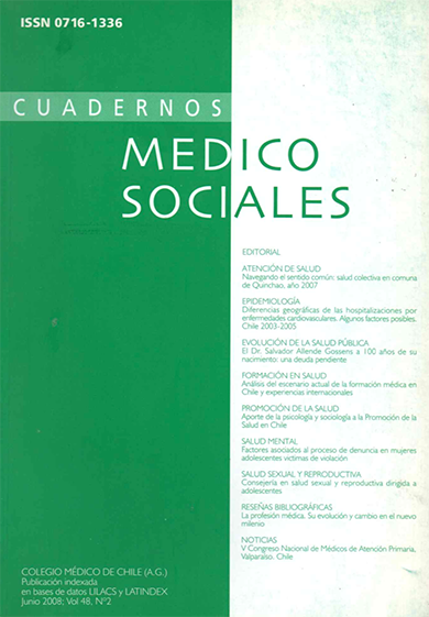 					Ver Vol. 48 Núm. 2 (2008): Cuadernos Médico Sociales
				