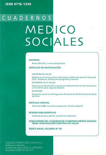 					Ver Vol. 48 Núm. 4 (2008): Cuadernos Médico Sociales
				