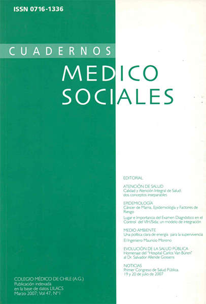 					View Vol. 47 No. 1 (2007): Cuadernos Médico Sociales
				
