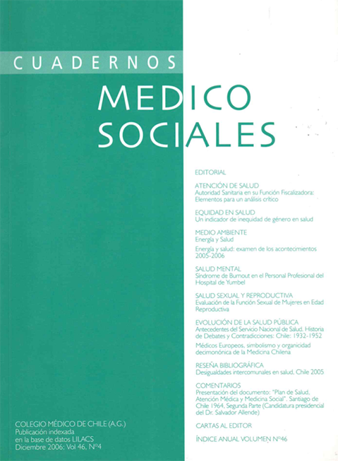 					Visualizar v. 46 n. 4 (2006): Cuadernos Médico Sociales
				