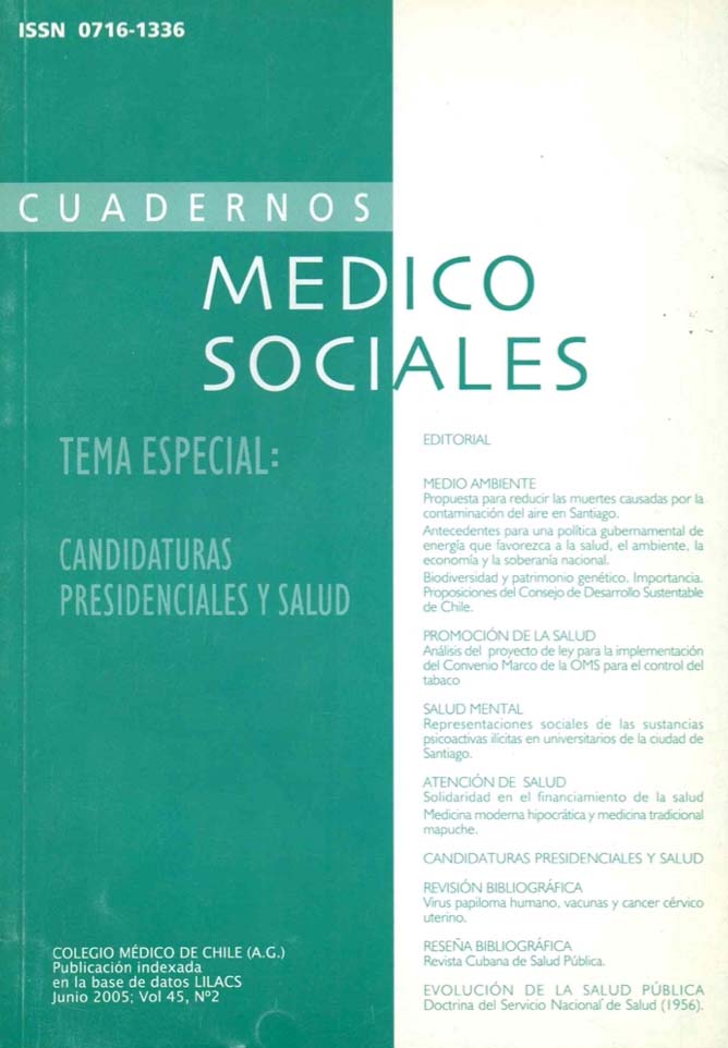 					Visualizar v. 45 n. 2 (2005): Cuadernos Médico Sociales
				