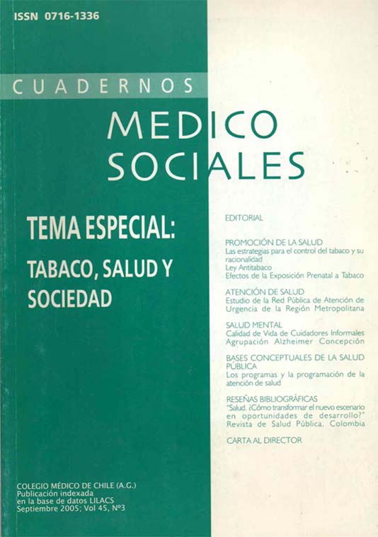 					View Vol. 45 No. 3 (2005): Cuadernos Médico Sociales
				