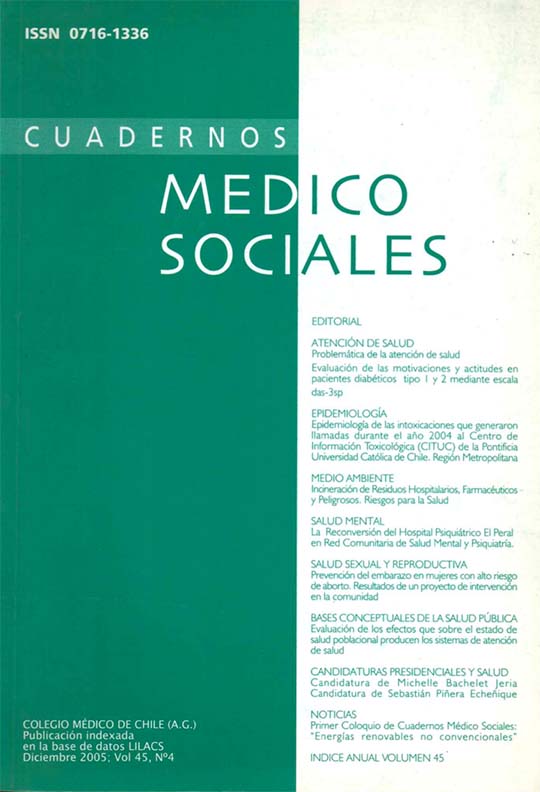 					View Vol. 45 No. 4 (2005): Cuadernos Médico Sociales
				
