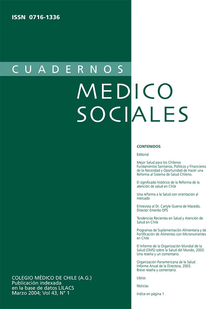 					View Vol. 44 No. 1 (2004): Cuadernos Médico Sociales
				