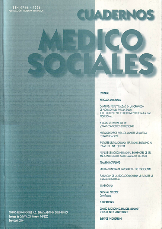 					View Vol. 41 No. 1-2 (2000): Cuadernos Médico Sociales
				