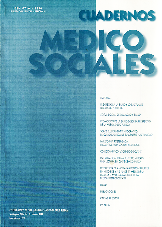					View Vol. 40 No. 1 (1999): Cuadernos Médico Sociales
				