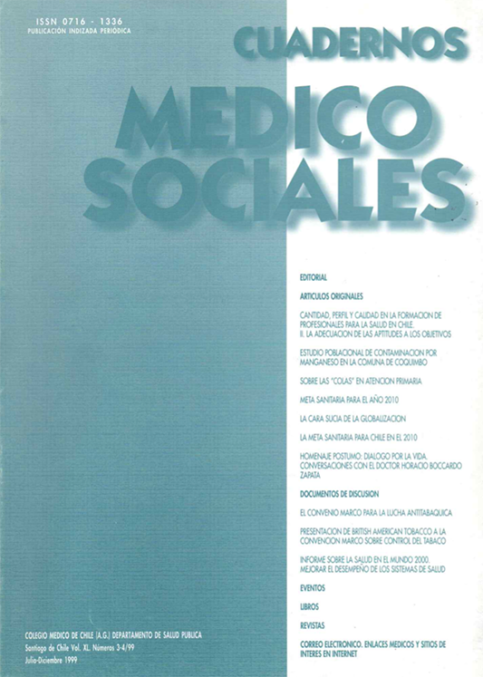 					View Vol. 40 No. 3-4 (1999): Cuadernos Médico Sociales
				