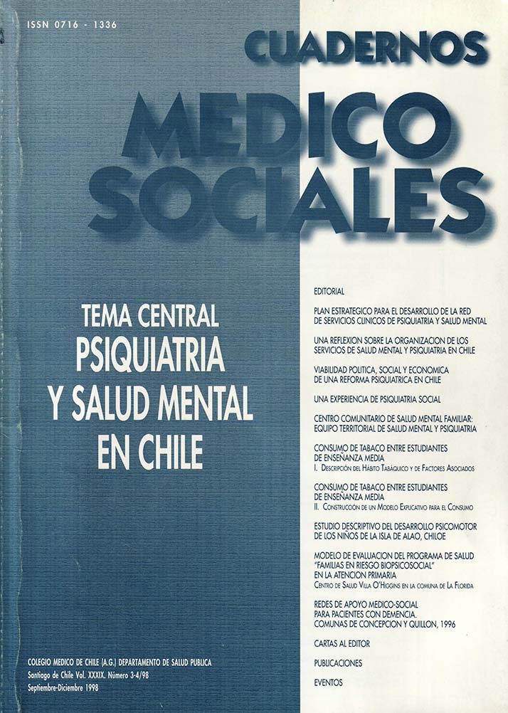 					Visualizar v. 39 n. 3-4 (1998): Cuadernos Médico Sociales
				