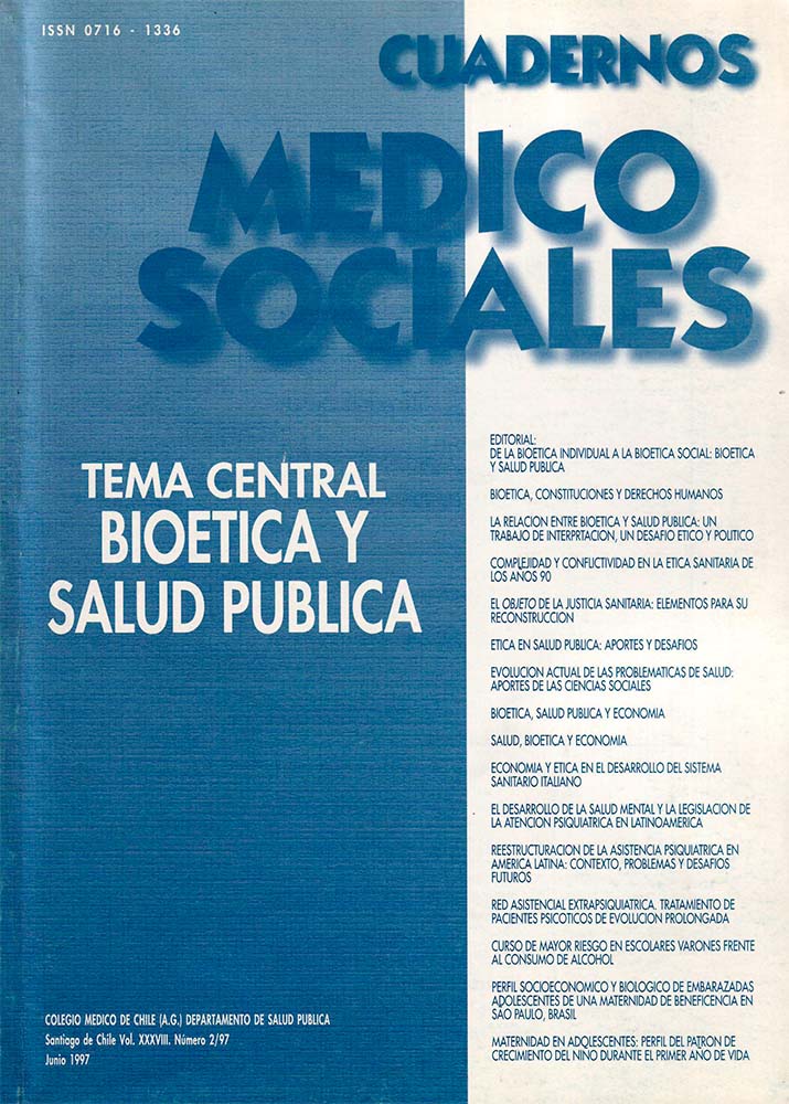 					View Vol. 38 No. 2 (1997): Cuadernos Médico Sociales
				