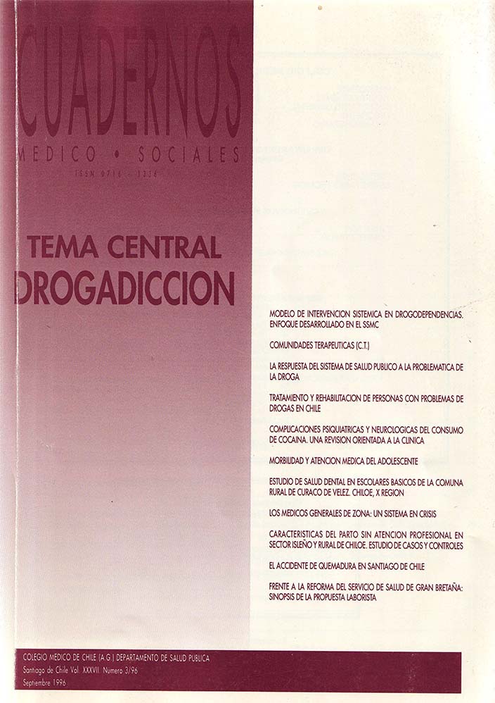 					View Vol. 37 No. 3 (1996): Cuadernos Médico Sociales
				