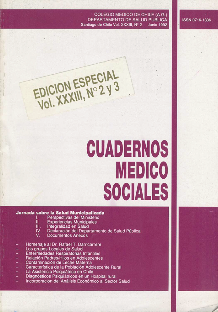 					Visualizar v. 33 n. 2-3 (1992): Cuadernos Médico Sociales
				